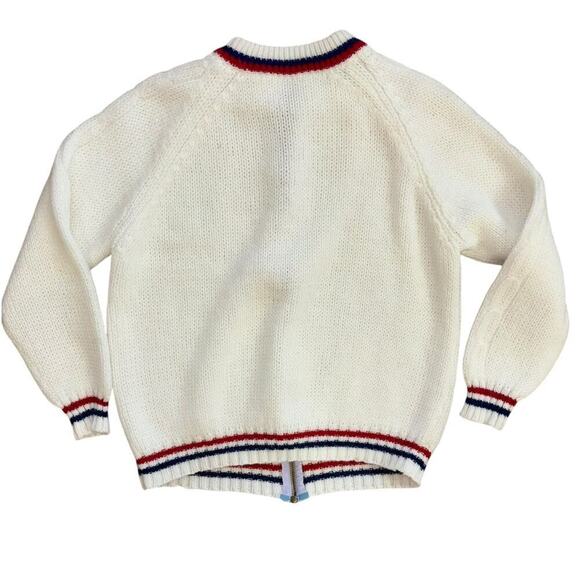 Grandpa Sweater Americana White Red Blue Women’s S/M Preppy Old Money Costal - Picture 2 of 11